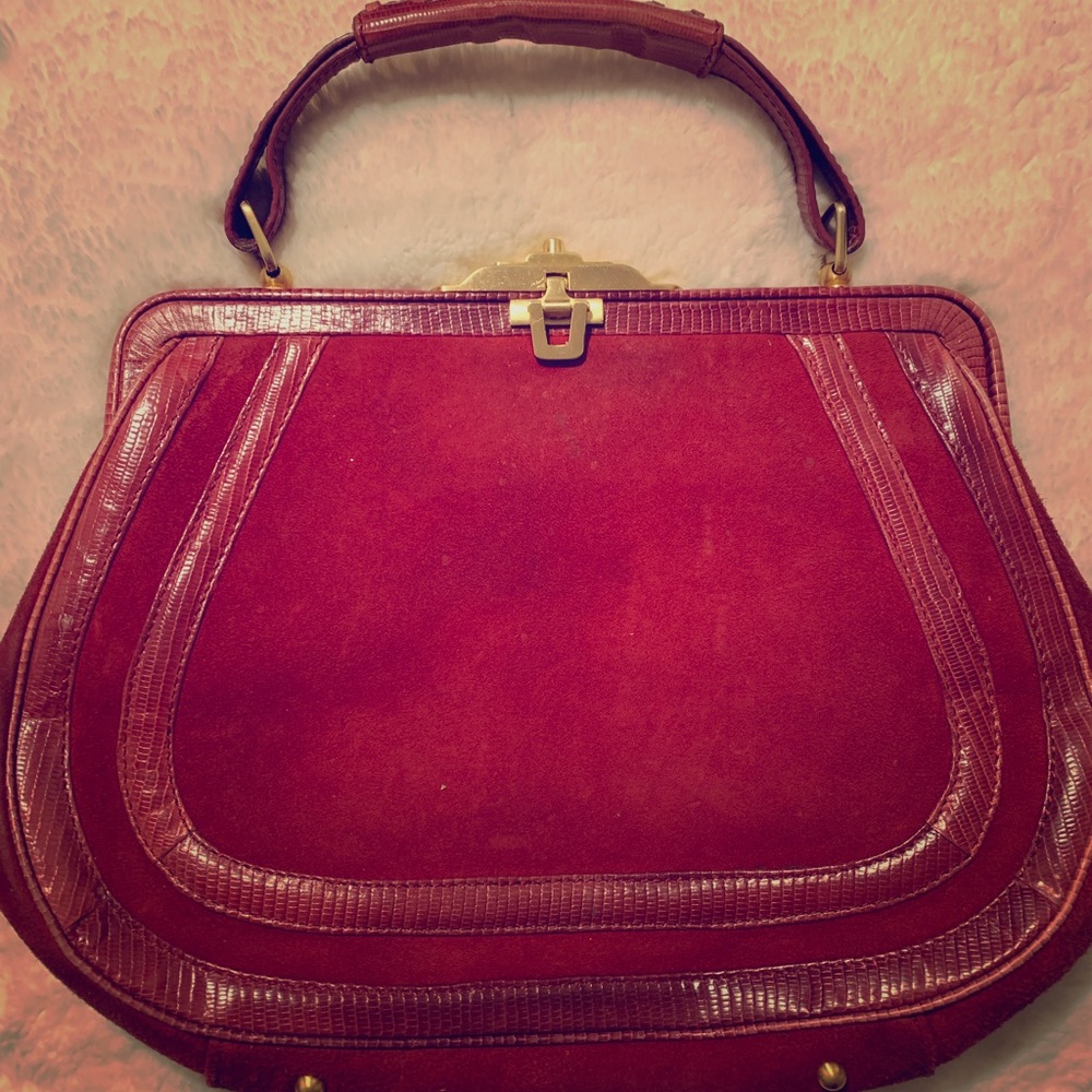 Via Spiga Suede Red Clutch